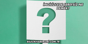 İngilizcede Şerefsiz Ne Demek?