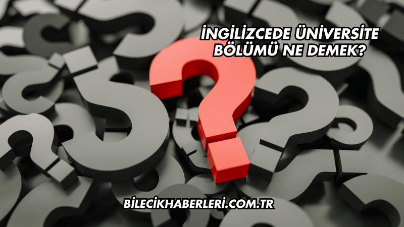 İngilizcede Üniversite Bölümü Ne Demek?