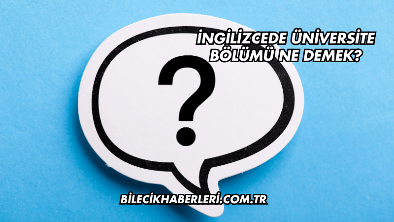 İngilizcede Üniversite Bölümü Ne Demek?
