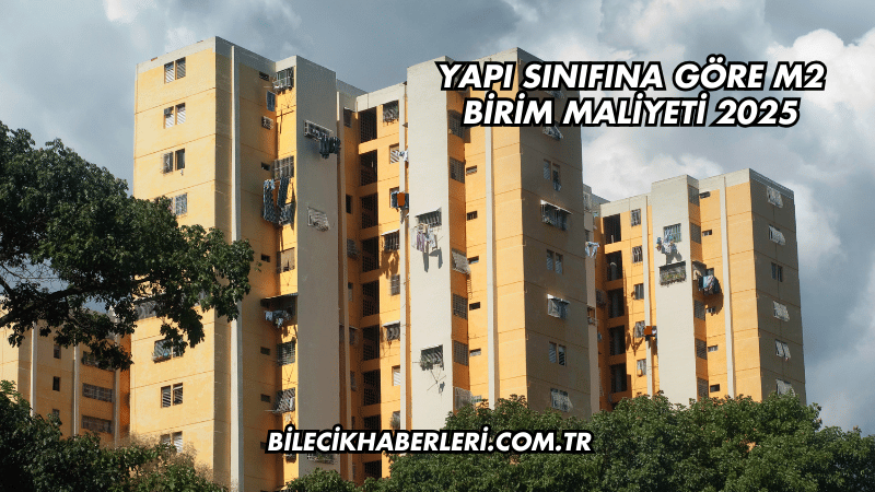 Yapı Sınıfına Göre m2 Birim Maliyeti 2025